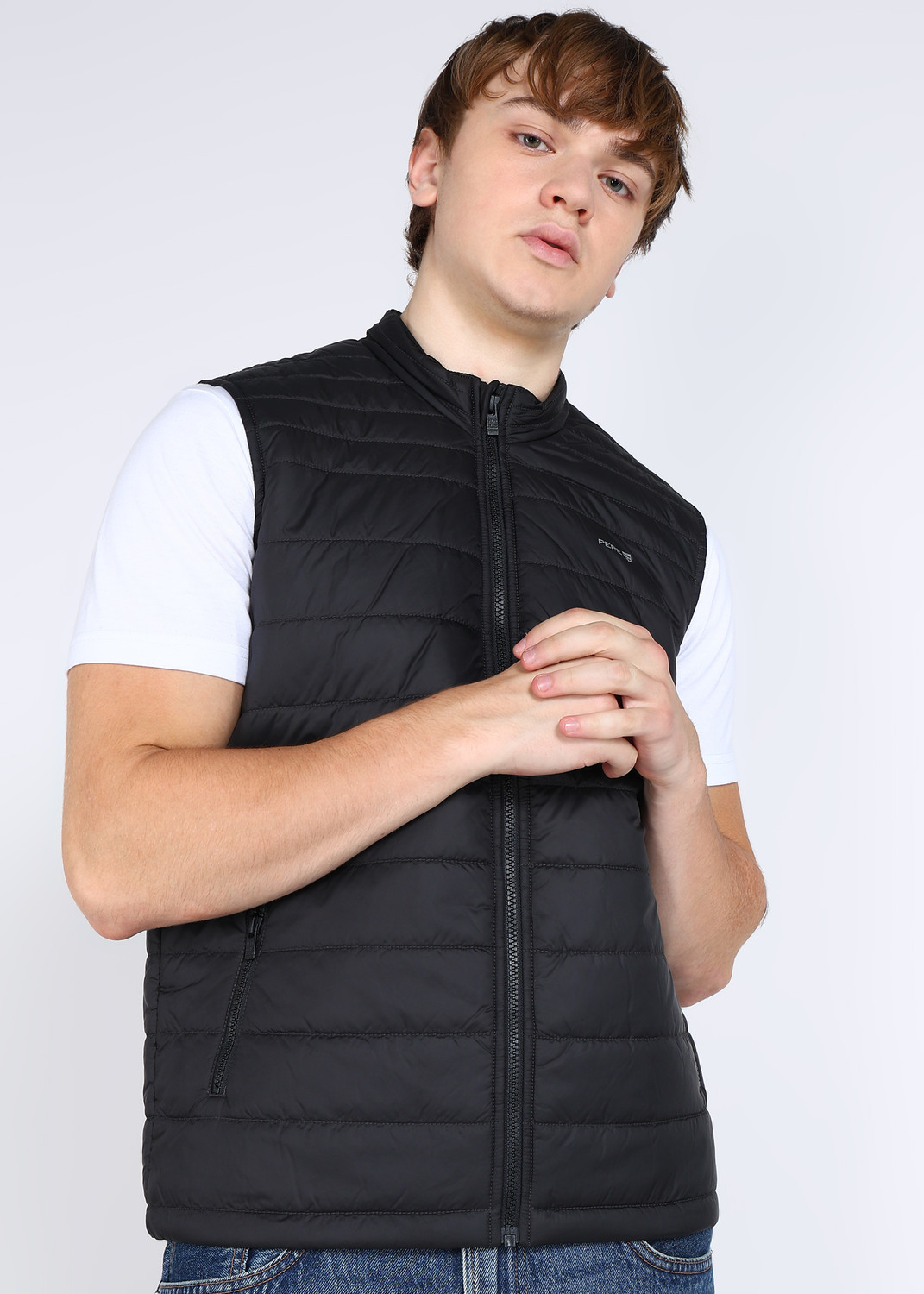Image of Pepe Jeans Sleeveless Solid Men Jacket