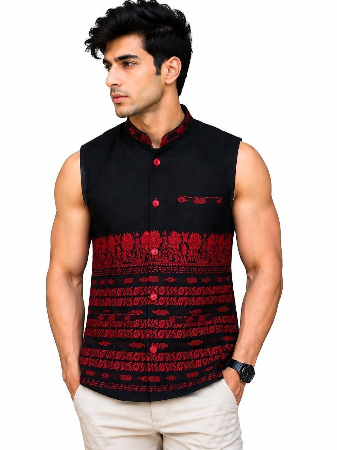 Adivasi Sleeveless Embroidered Men Jacket