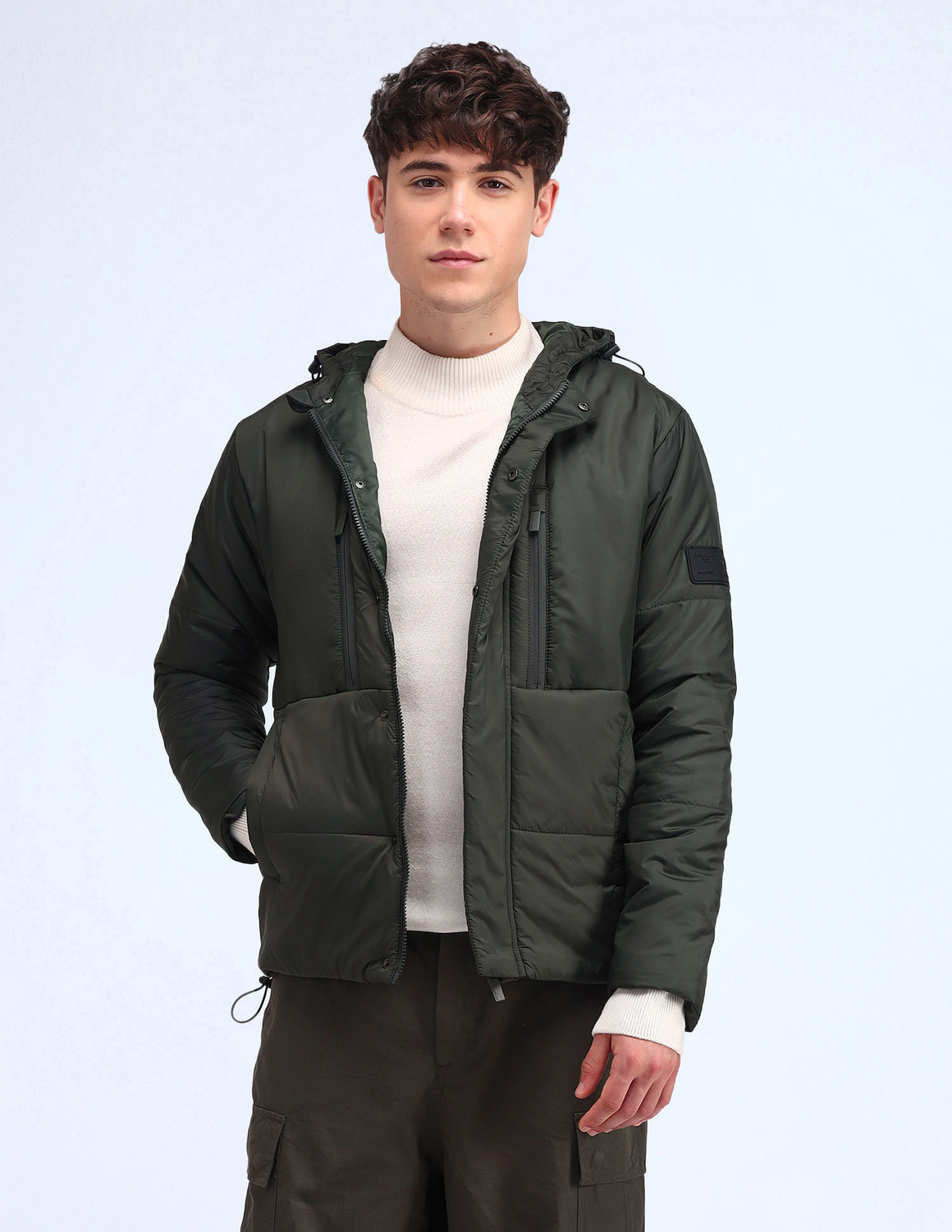 Image of FLYING MACHINE Men Solid Puffer Jacket