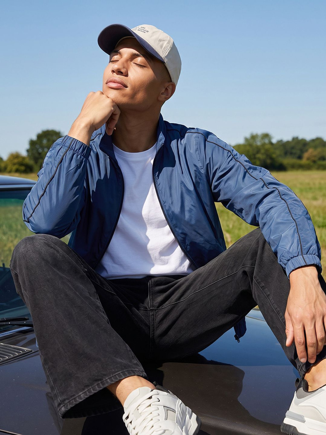 Image of Roadster Men Striped Bomber Jacket