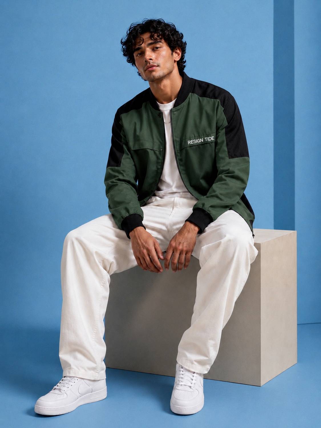 LIZBEE Men Colorblock Bomber Jacket - Image 3