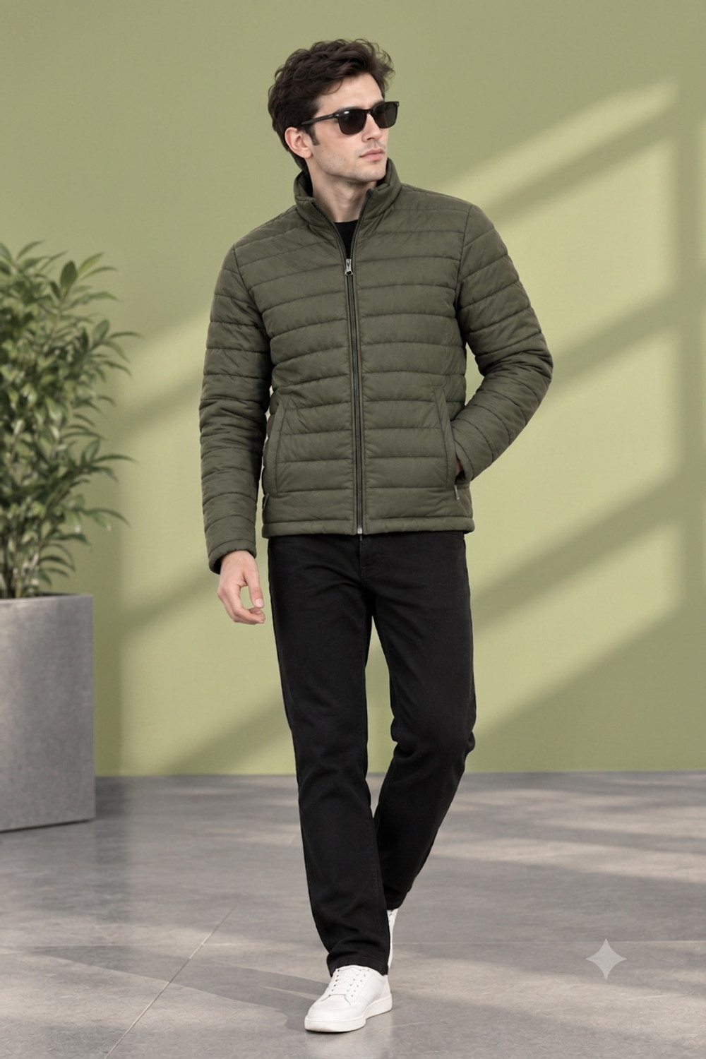 Image of lethx Men Solid Puffer Jacket