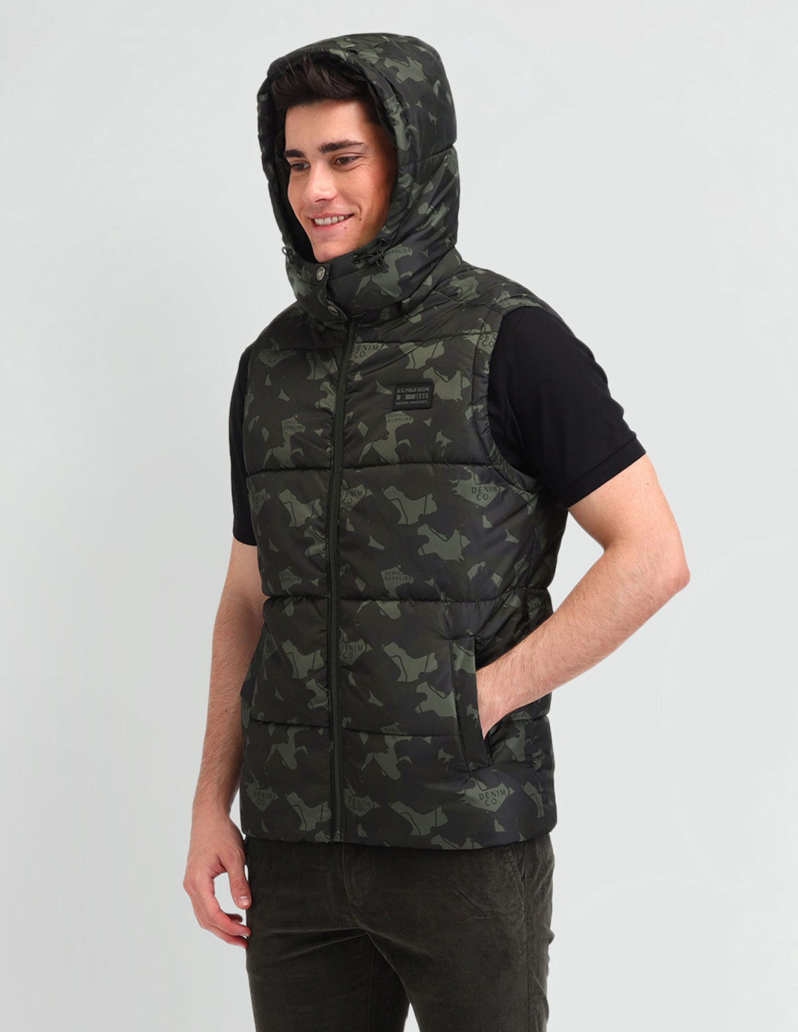 Image of U.S. Polo Assn. Denim Co. Half Sleeve Printed Men Jacket
