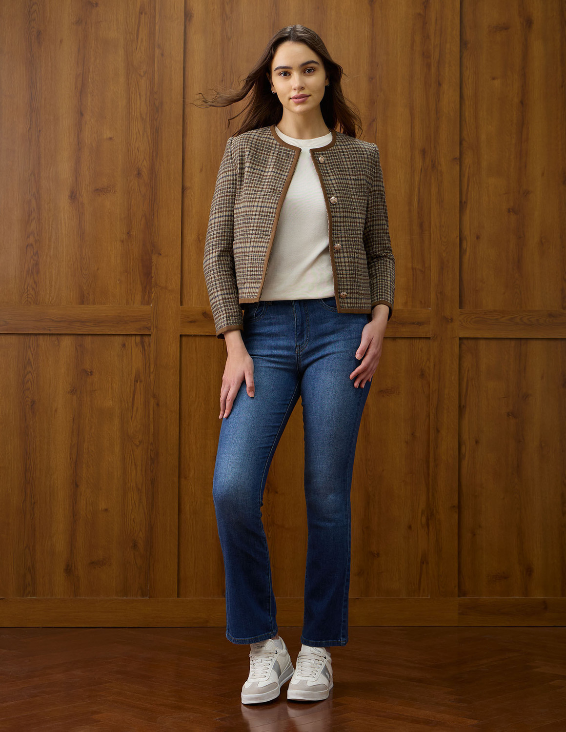 Image of U.S. POLO ASSN. Full Sleeve Checkered Women Jacket