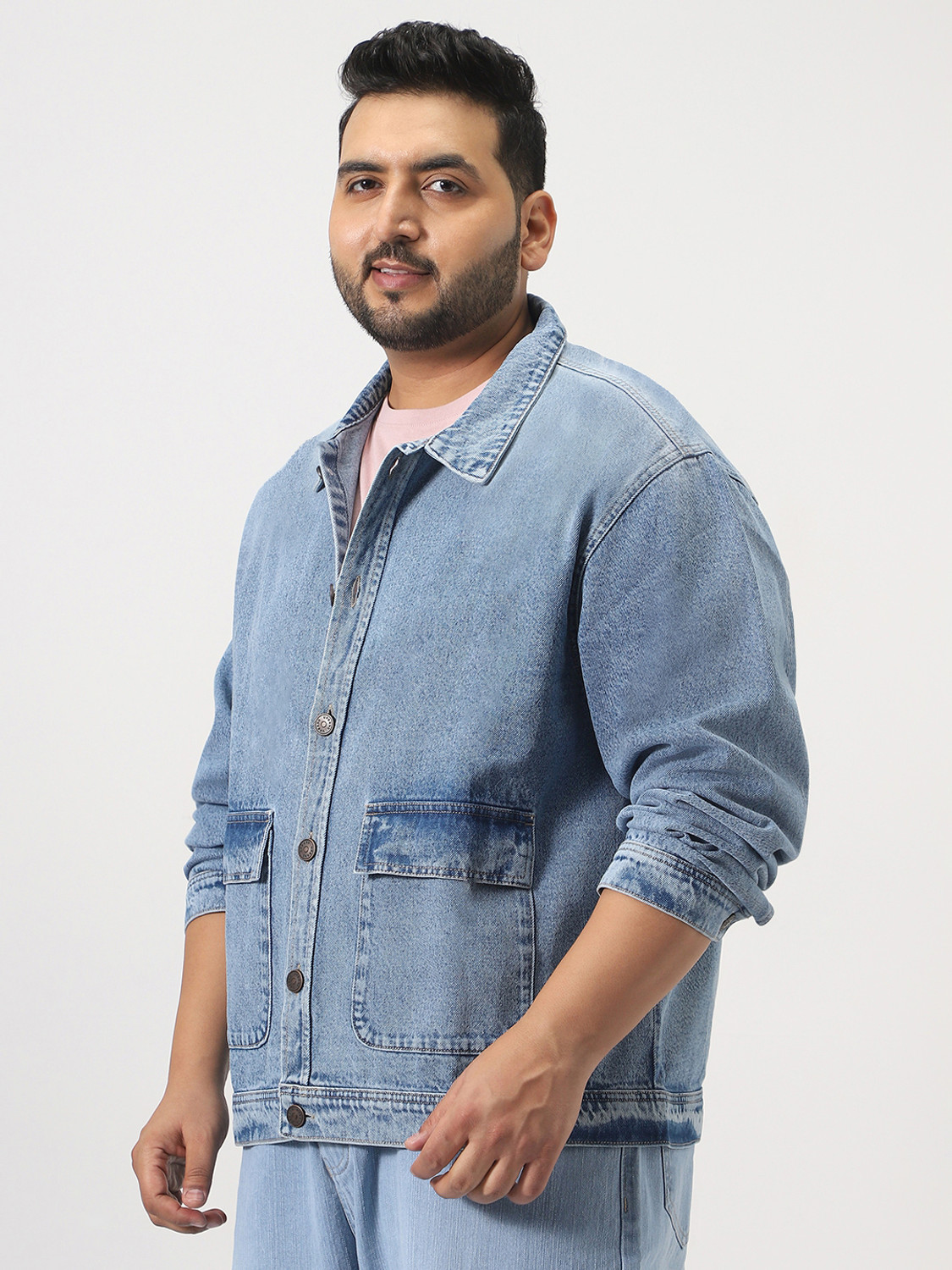 Image of Urbano Plus Full Sleeve Washed Men Denim Jacket