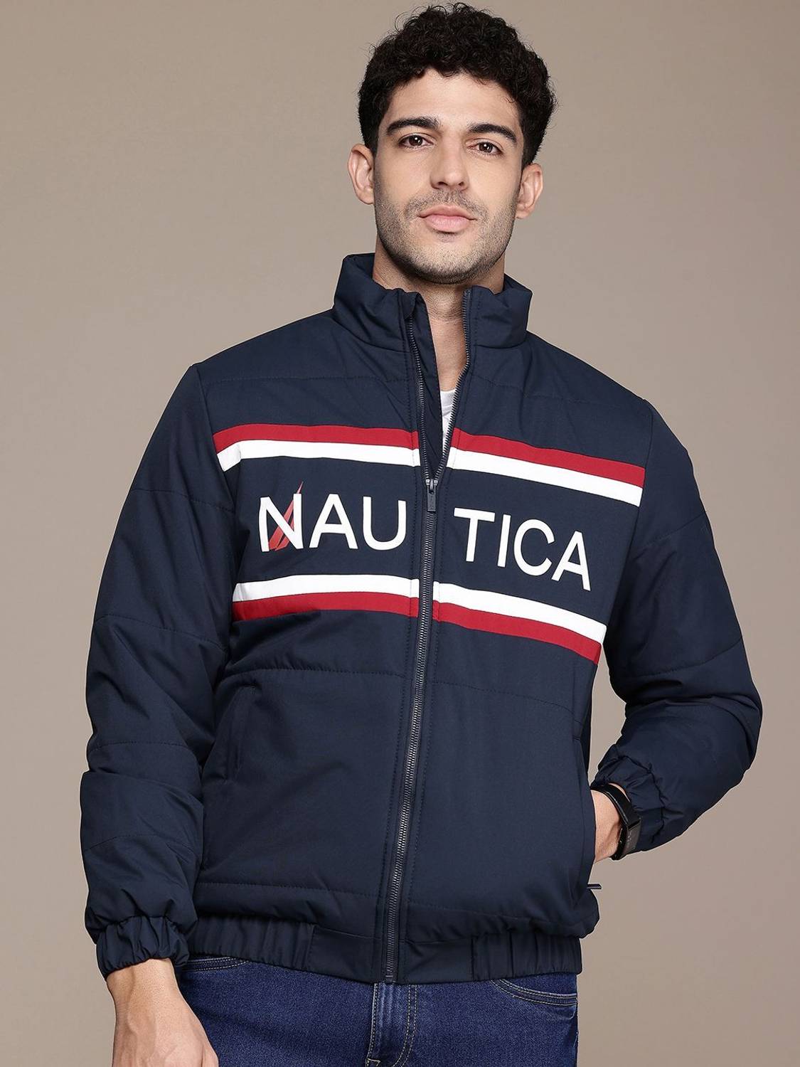 NAUTICA Full Sleeve Printed Men Padded Jacket - Buy NAUTICA Full
