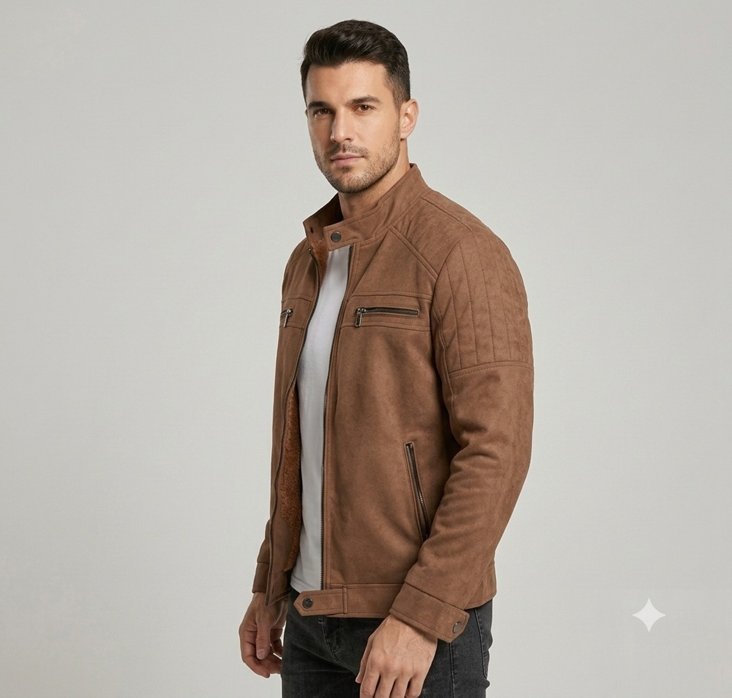 Image of GENZARTICLES Full Sleeve Solid, Self Design Men Jacket