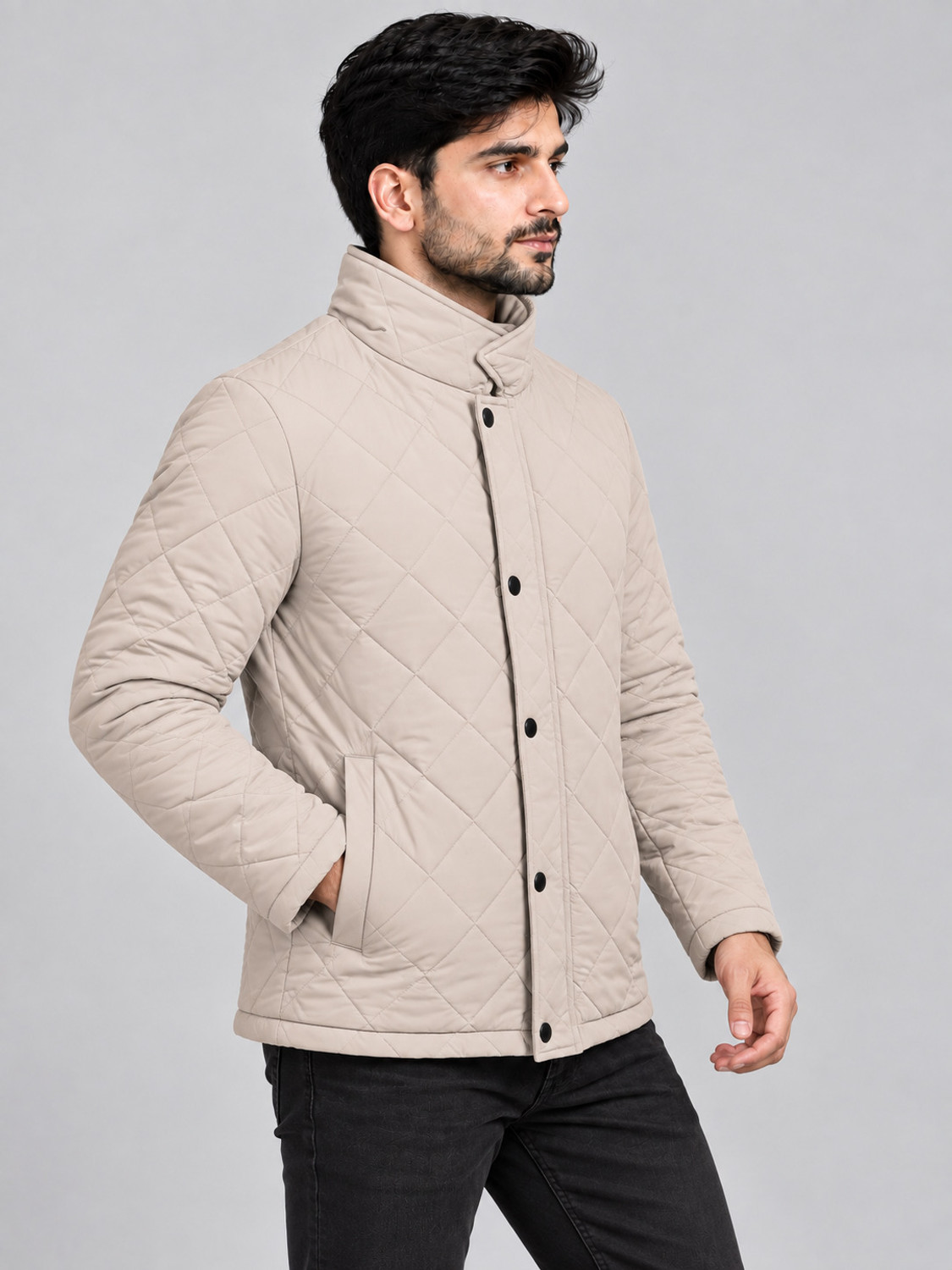 Image of Prink Men Checkered Quilted Jacket