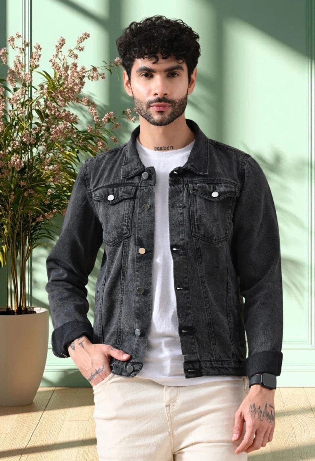 Image of DAK Full Sleeve Solid Men Denim Jacket