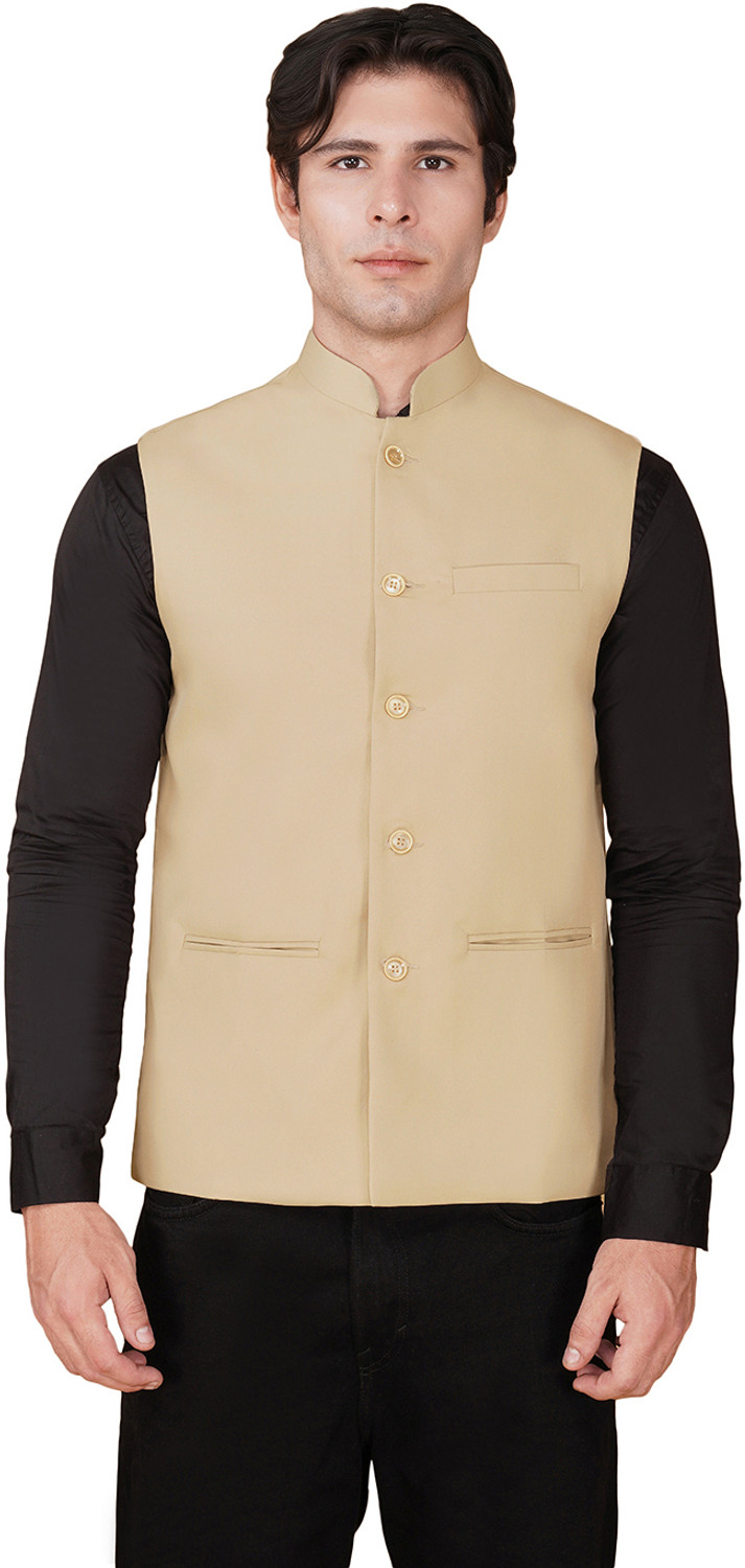 Image of Vastraa Fusion Sleeveless Solid Men Jacket