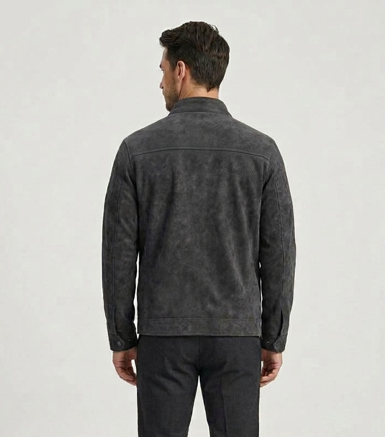 Image of GENZARTICLES Men Self Design Leather Jacket