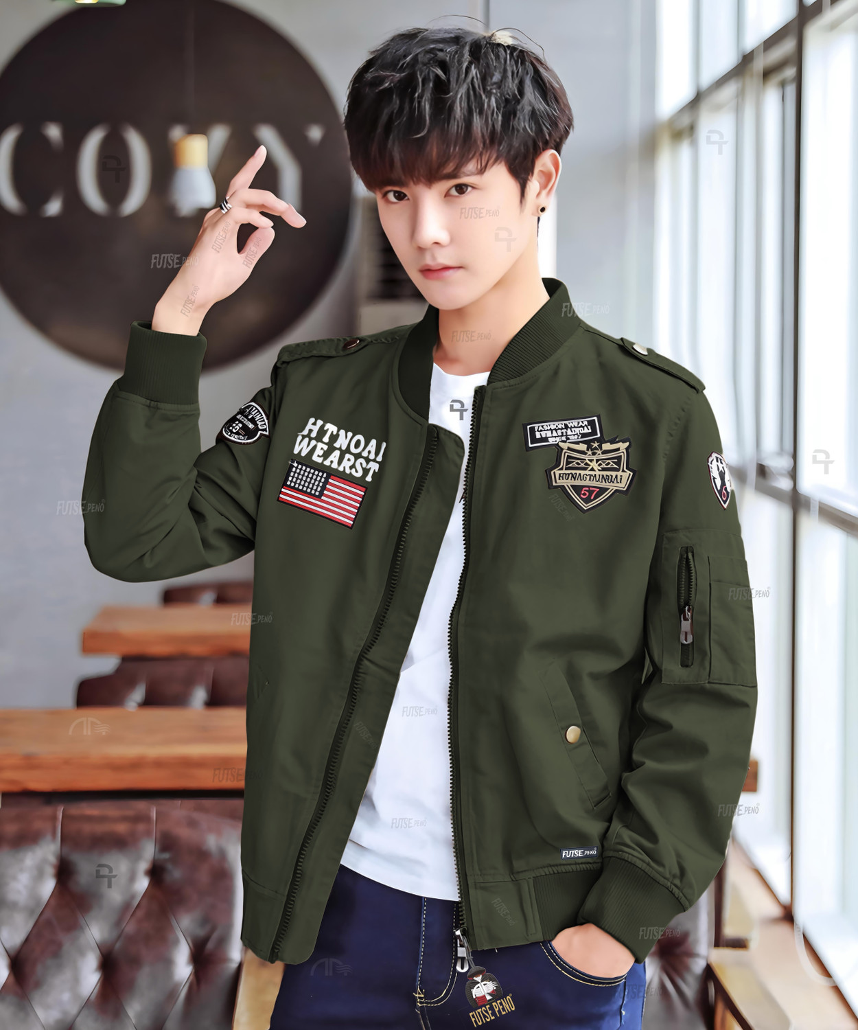 Image of FUTSE PENO Full Sleeve Printed, Applique Men Jacket