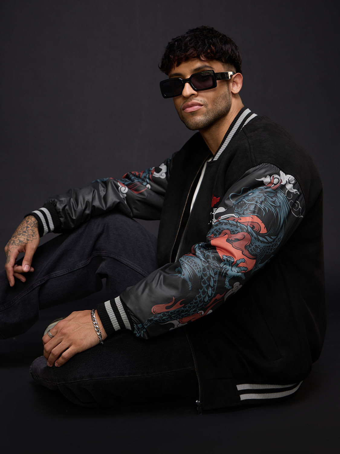 Image of The Souled Store Men Graphic Print Bomber Jacket