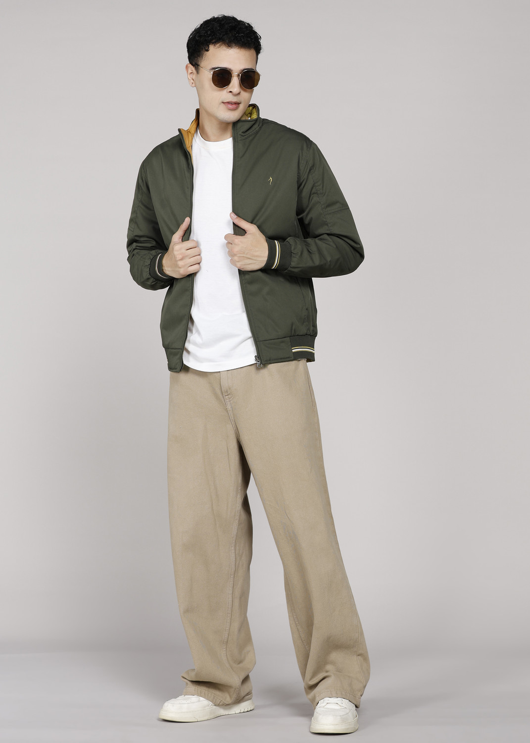 Image of INDIAN TERRAIN Men Solid Bomber Jacket