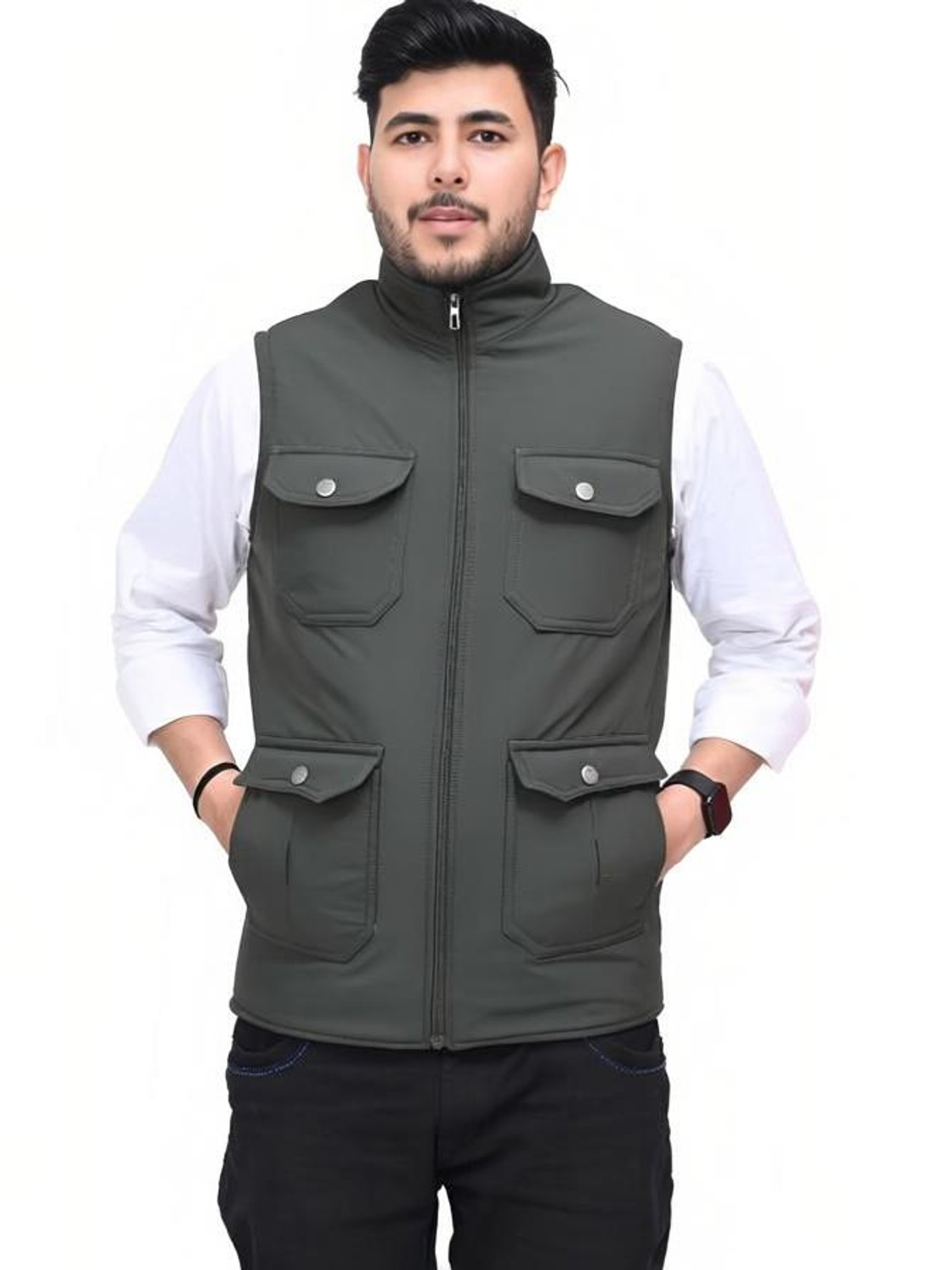 Image of SSGARMENTS Sleeveless Solid Men Jacket