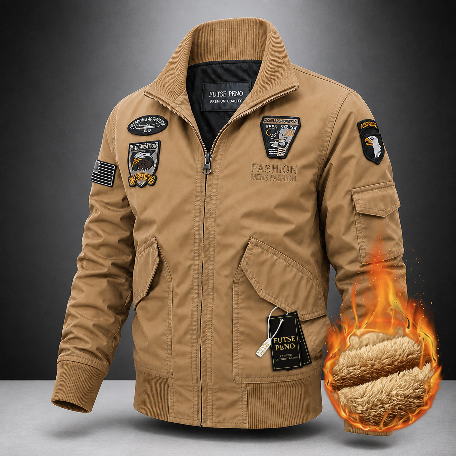 Image of FUTSE PENO Full Sleeve Applique Men Jacket