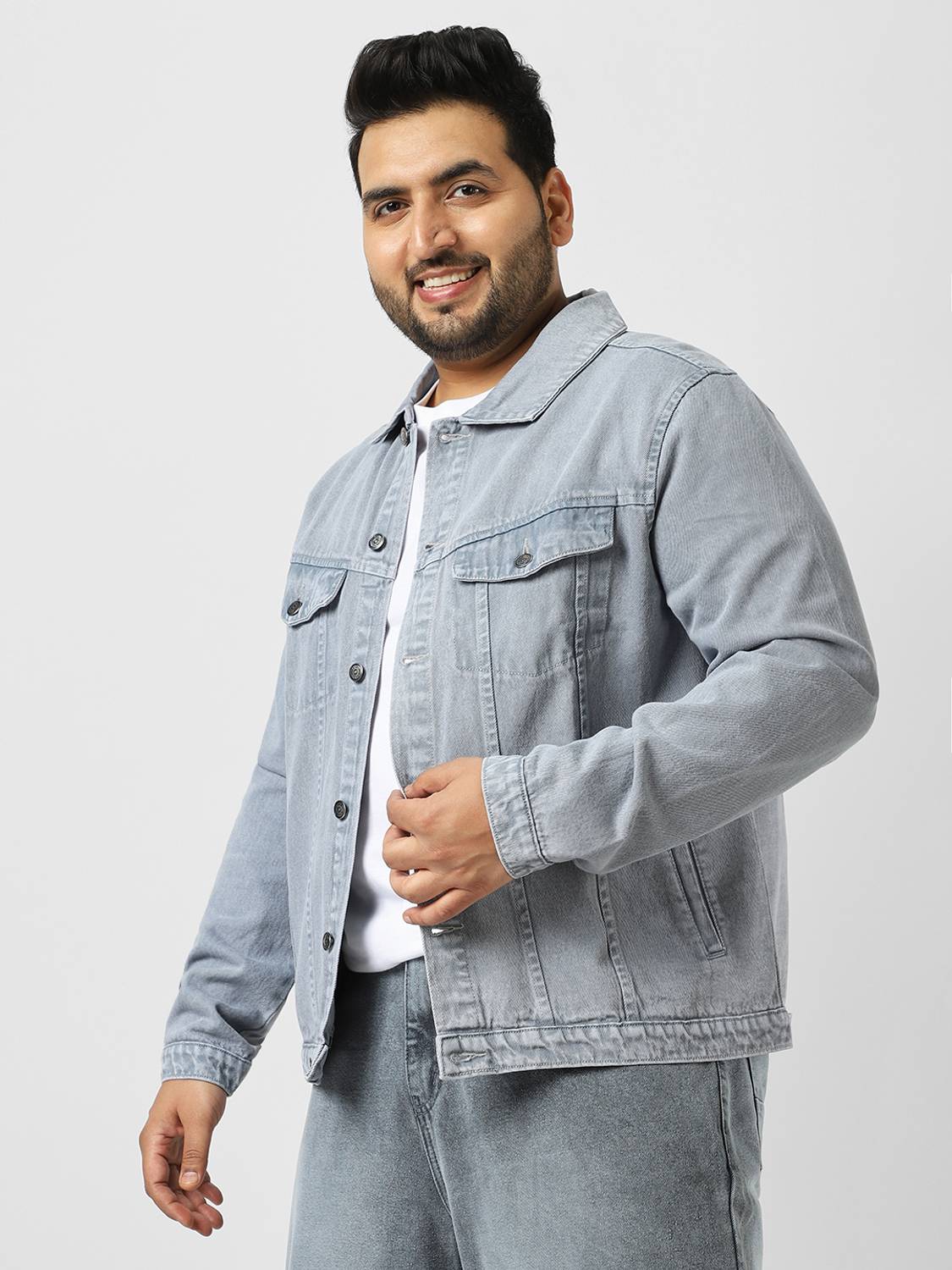 Urbano Plus Full Sleeve Washed Men Denim Jacket Blue - Image 2
