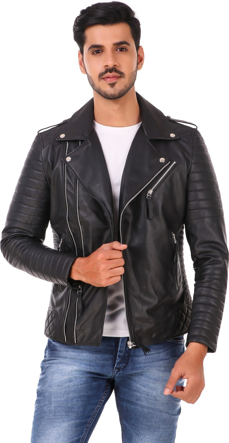 Image of Leather Retail Full Sleeve Solid Men Jacket