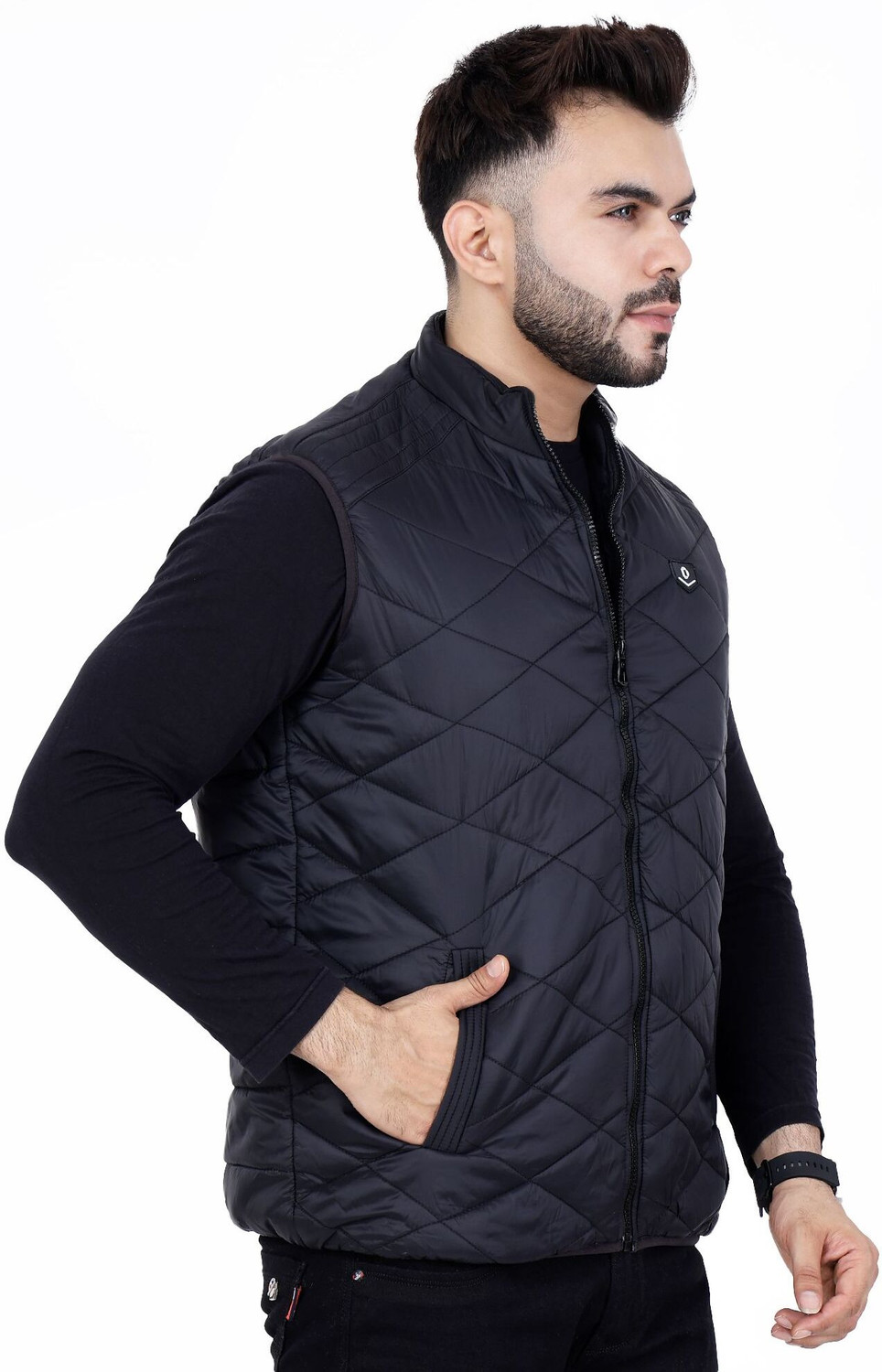 Image of Dollar Half Sleeve, Sleeveless Solid Men Jacket
