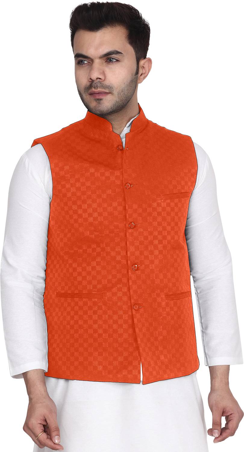 Aaryavar Sleeveless Self Design Men Jacket
