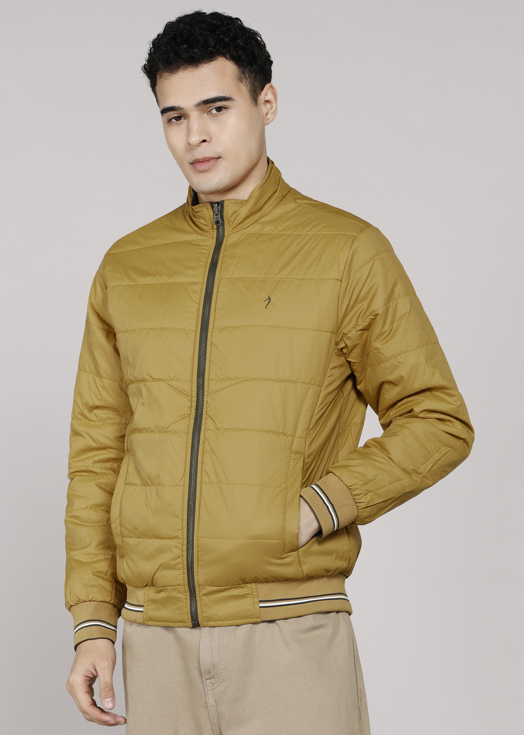Image of INDIAN TERRAIN Men Solid Bomber Jacket