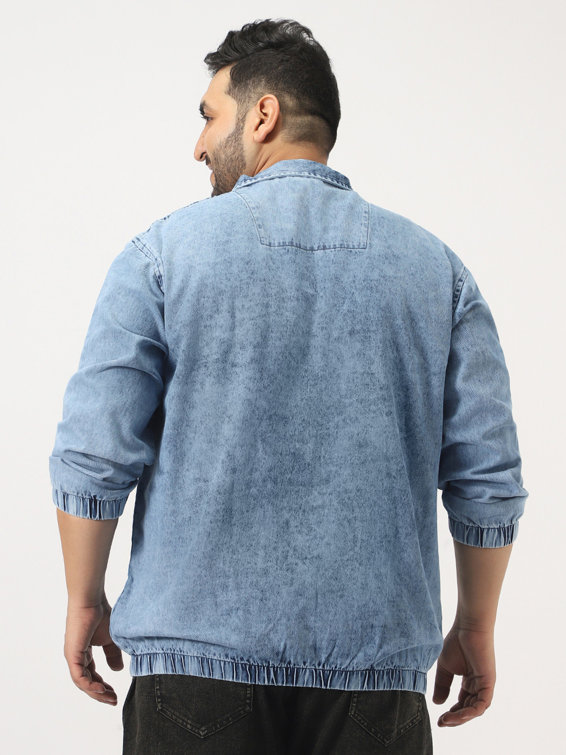 Image of Urbano Plus Full Sleeve Washed, Solid Men Denim Jacket