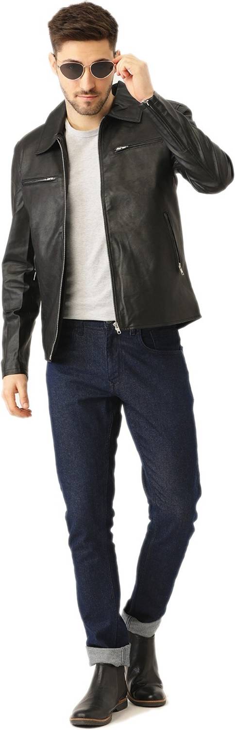 Leather Full Sleeve Printed Men Jacket - Image 3