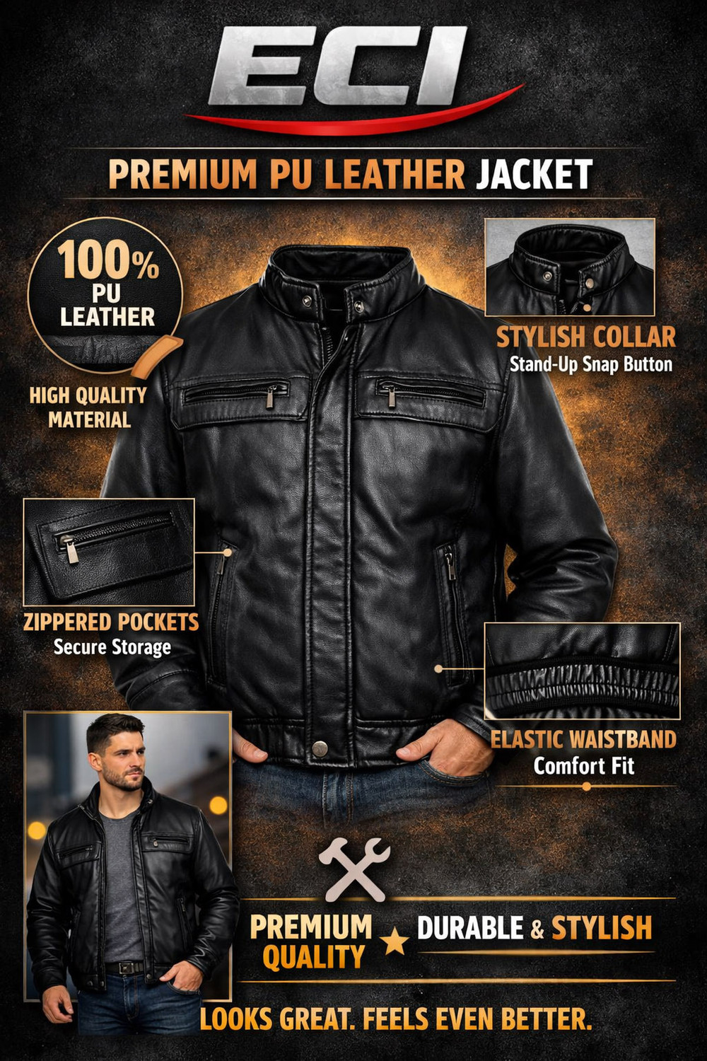 Image of Eci Full Sleeve Solid Men Jacket