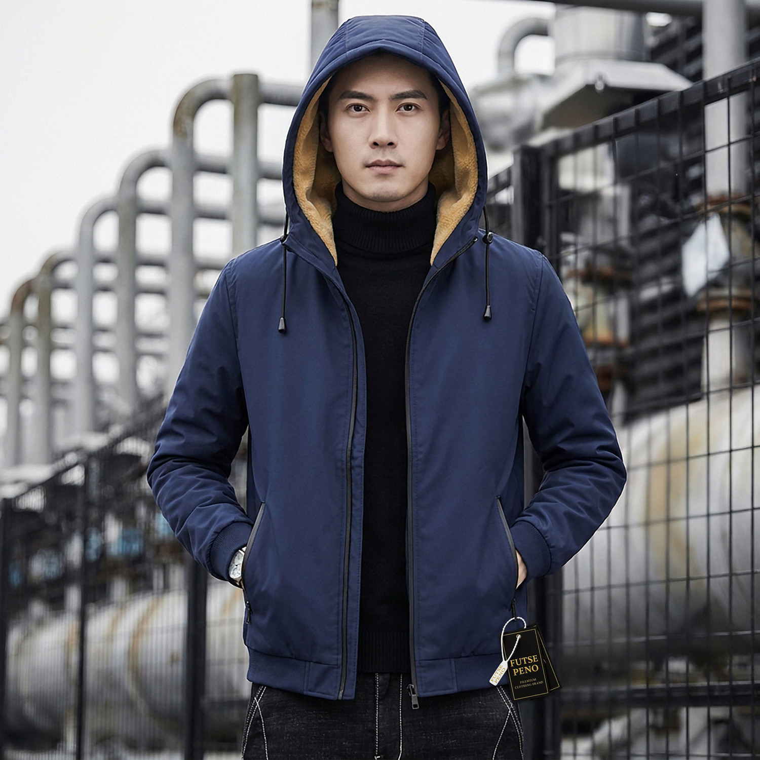 Image of FUTSE PENO Full Sleeve Solid Men & Women Jacket