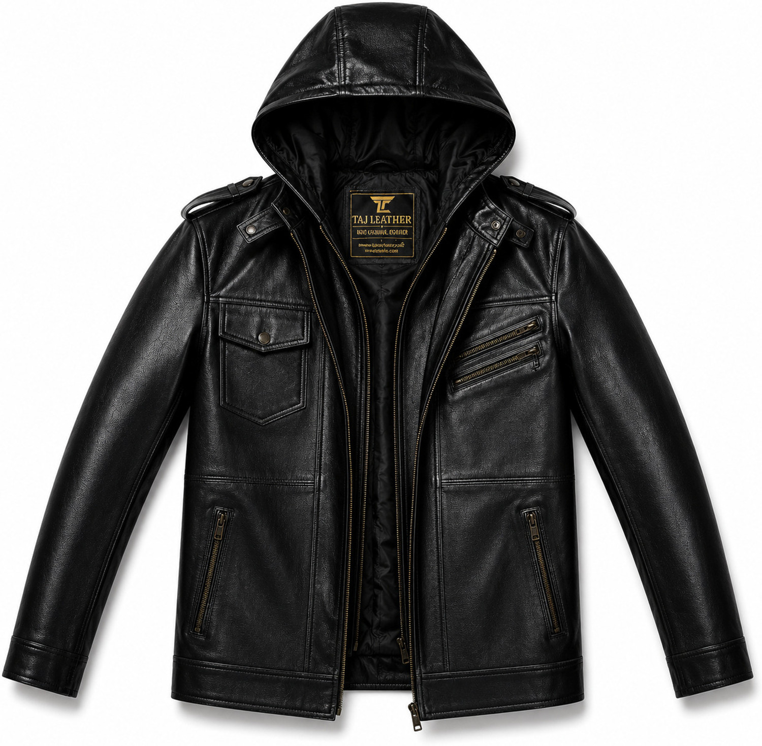 Image of TAJLEATHER Full Sleeve Self Design Men Jacket