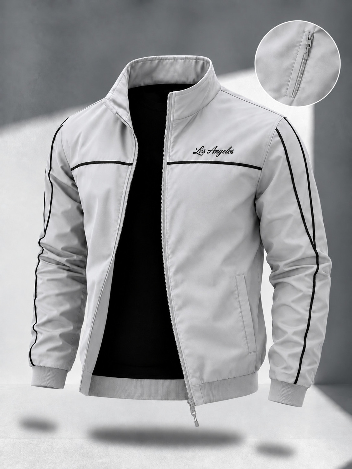 Image of HOLDIT Men Striped Bomber Jacket