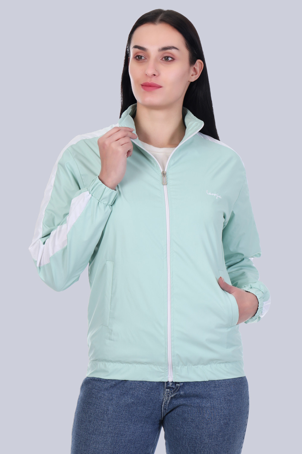 Image of Lavozia Full Sleeve Colorblock Women Jacket