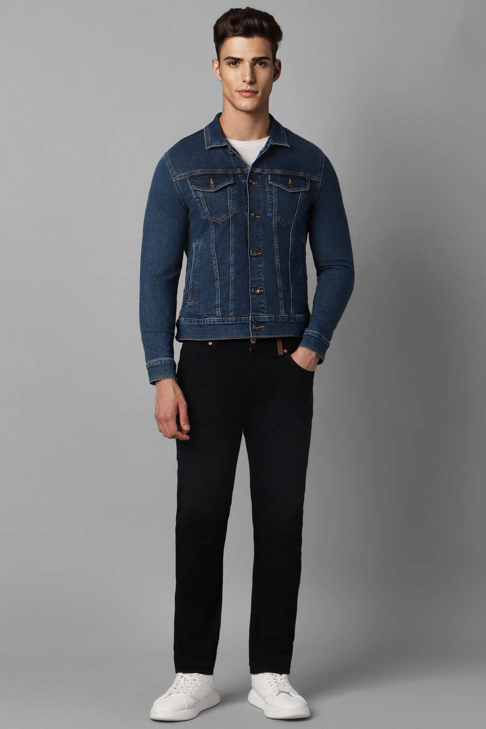 Image of LOUIS PHILIPPE Full Sleeve Solid Men Jacket