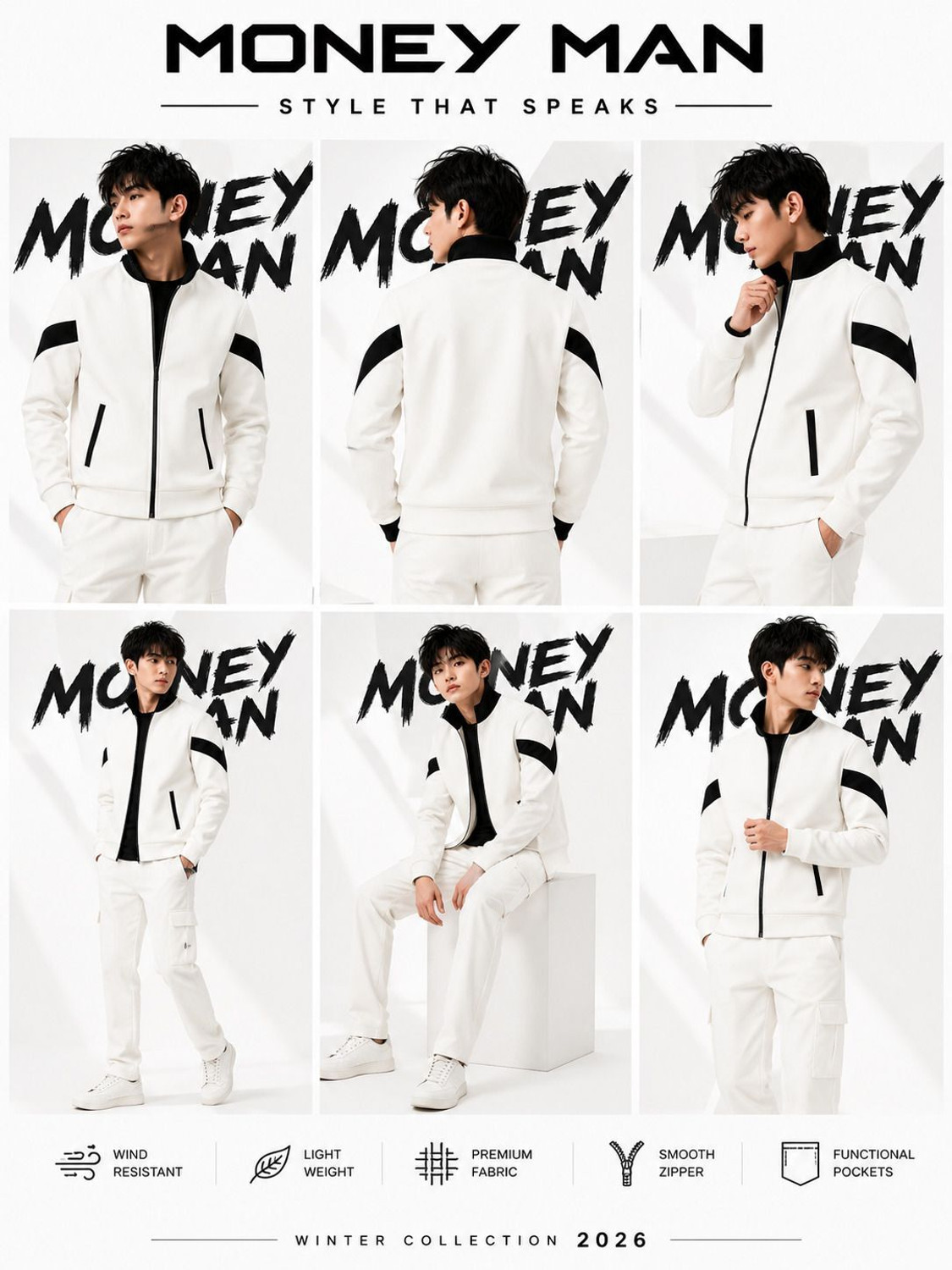 Image of Money man Full Sleeve Colorblock Men Jacket