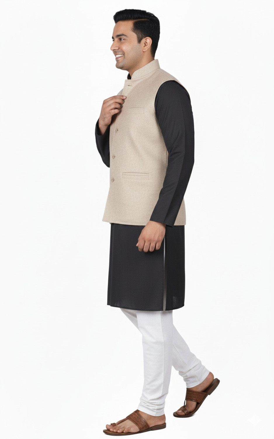 Image of BLACK COOL Sleeveless Solid Men Jacket