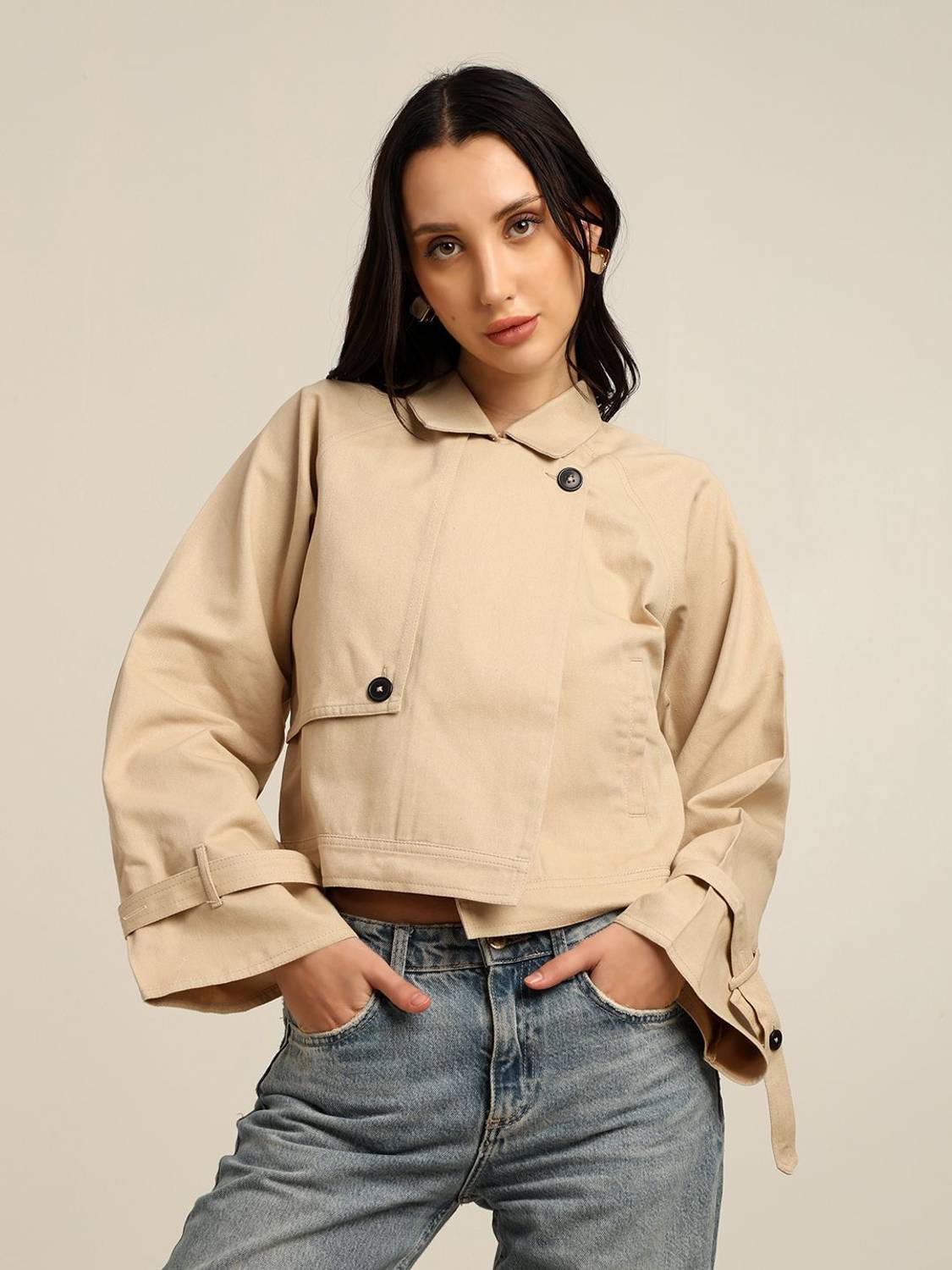 7OUNCE Full Sleeve Solid, Self Design Women Jacket