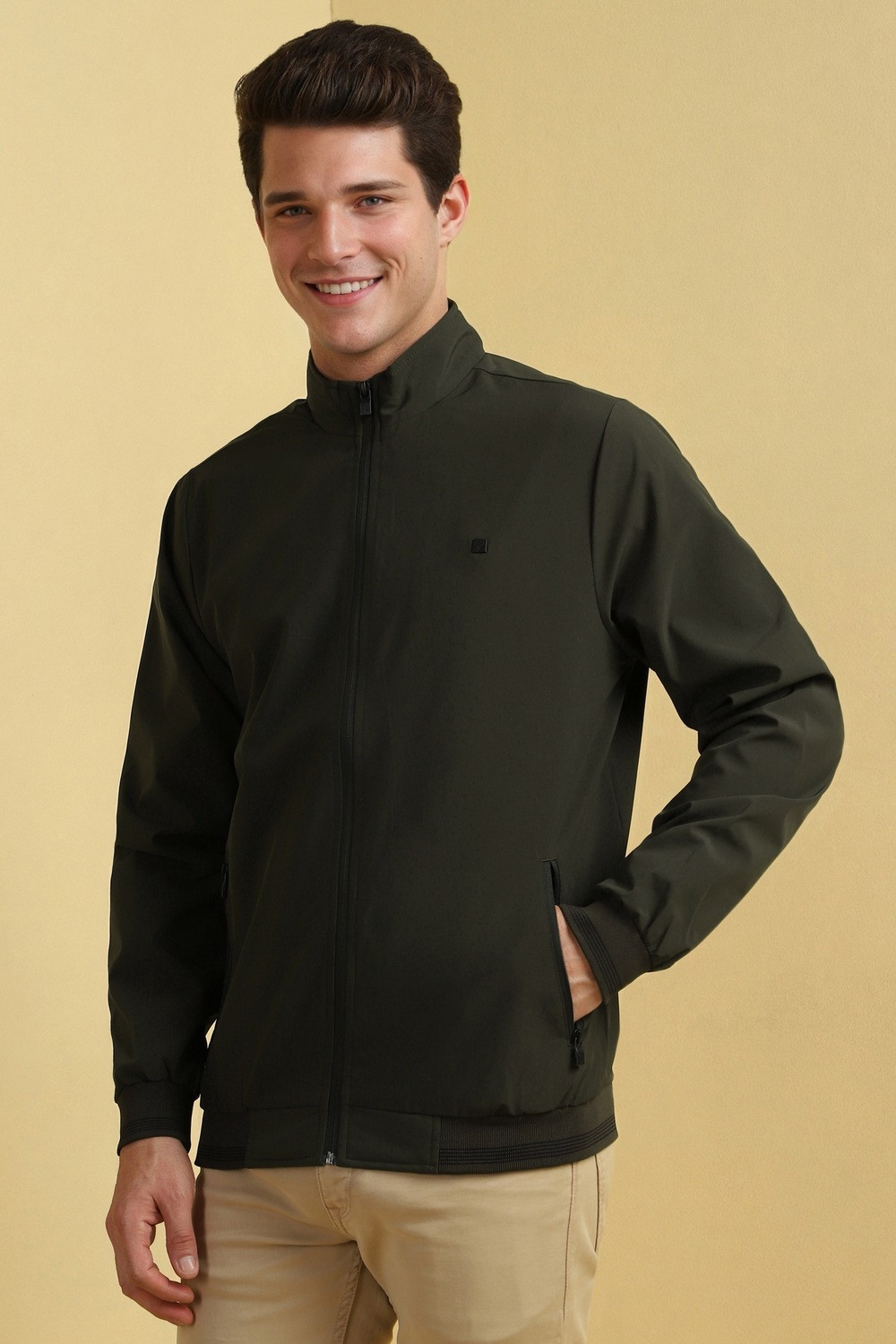 Image of Allen Solly Full Sleeve Solid Men Jacket