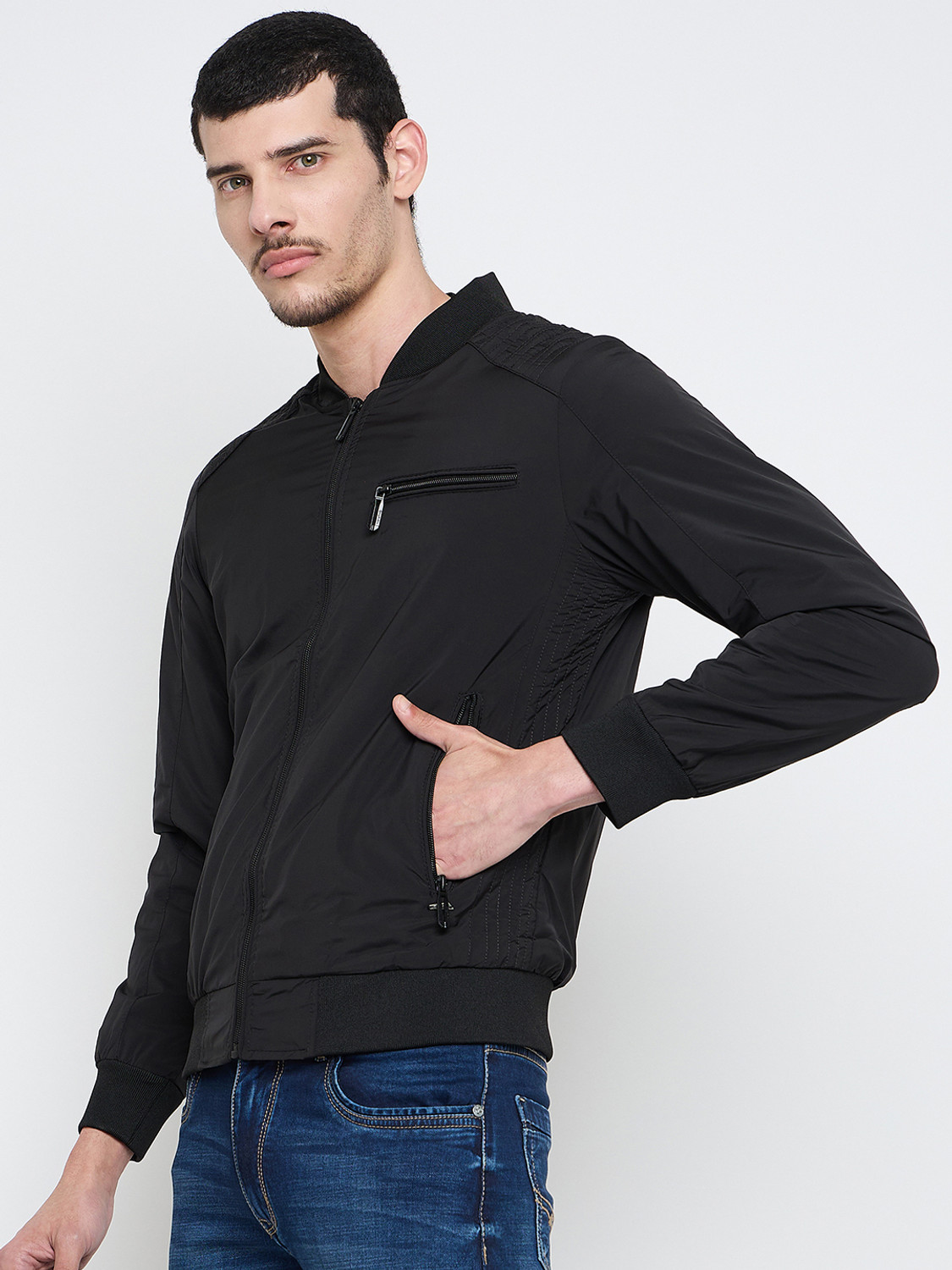 Image of DUKE Men Solid Bomber Jacket