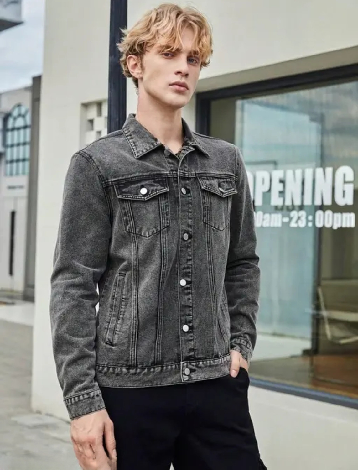 Image of ELECTROSTAR Full Sleeve Solid Men Denim Jacket