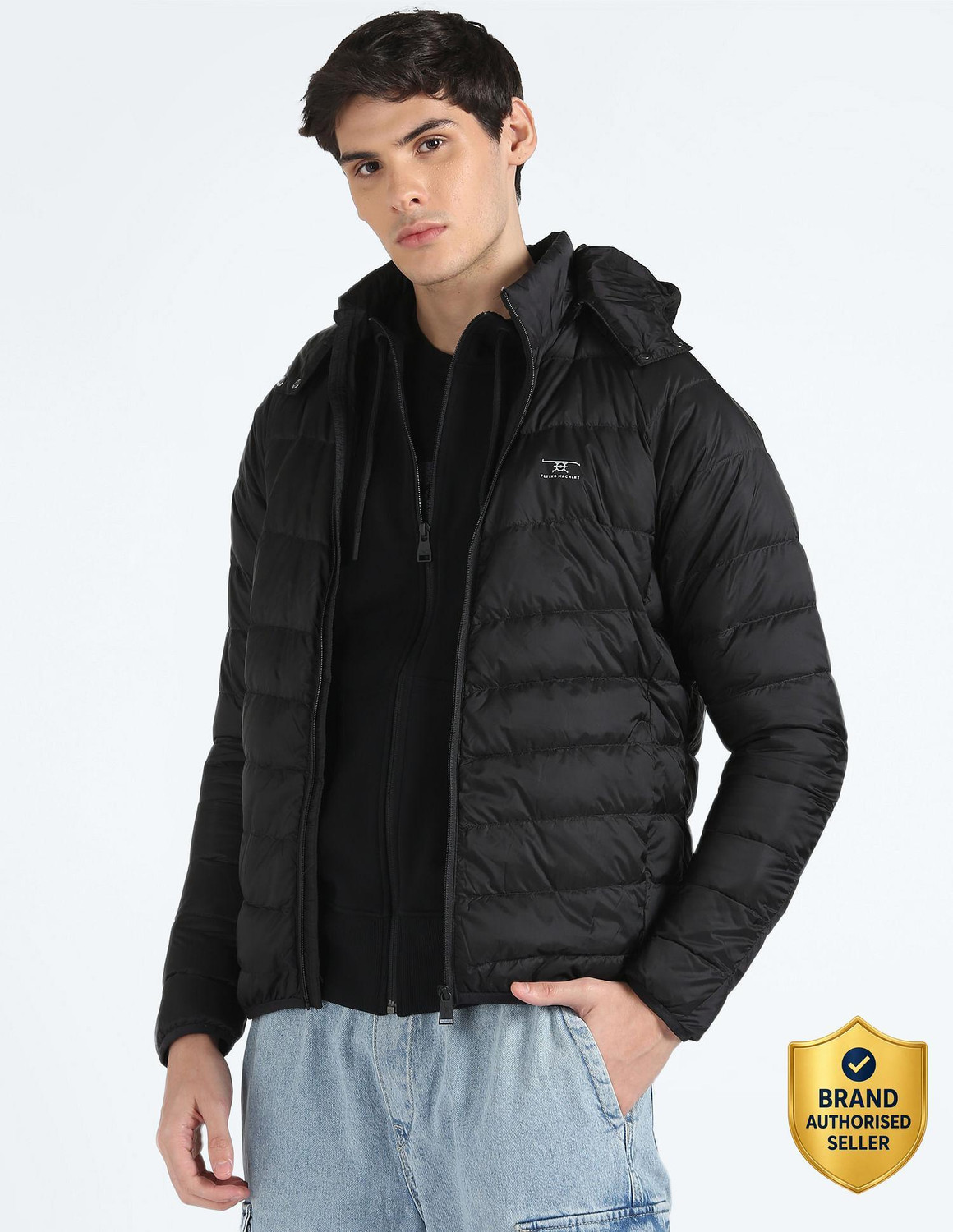 Image of FLYING MACHINE Men Solid Puffer Jacket
