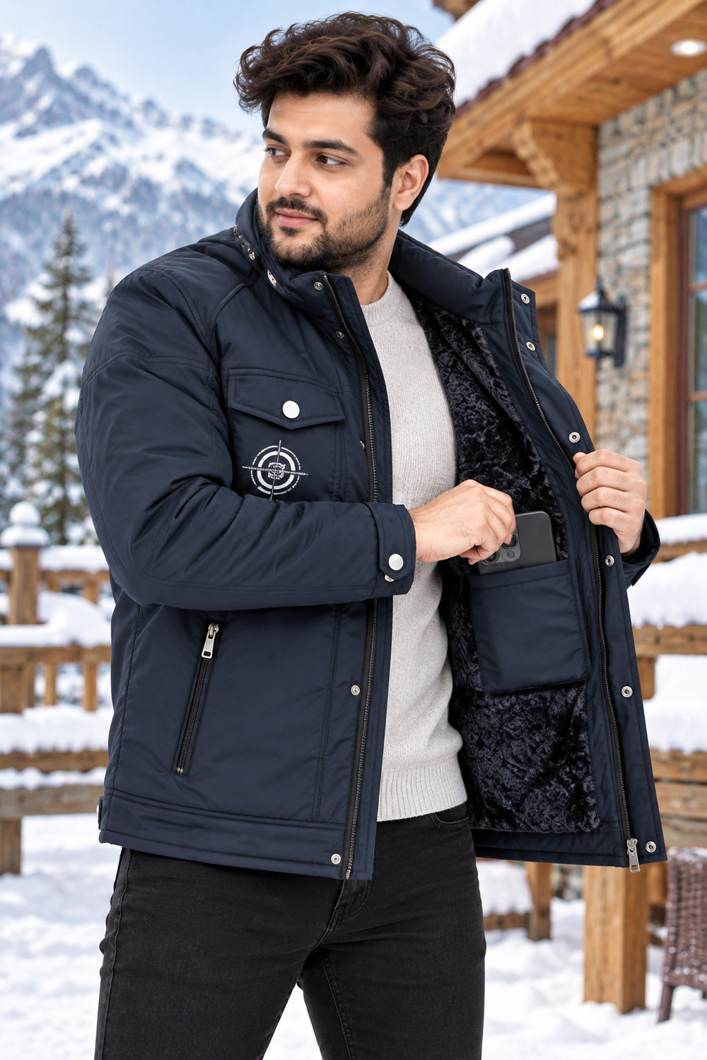 Image of Estixx Men Self Design Parka Jacket