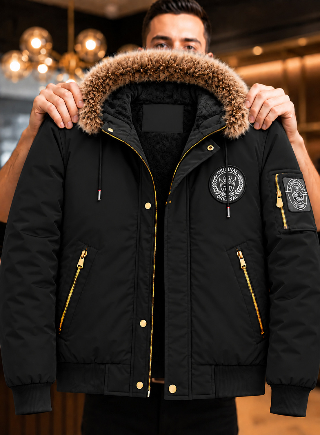 Image of Plus91 Men Printed Puffer Jacket