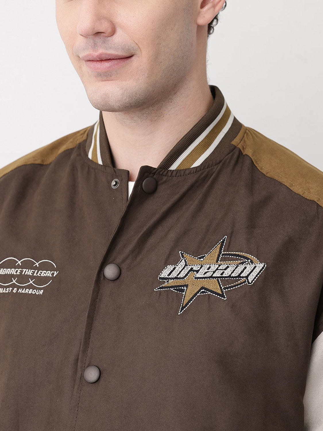 Image of Mast & Harbour Men Self Design Bomber Jacket