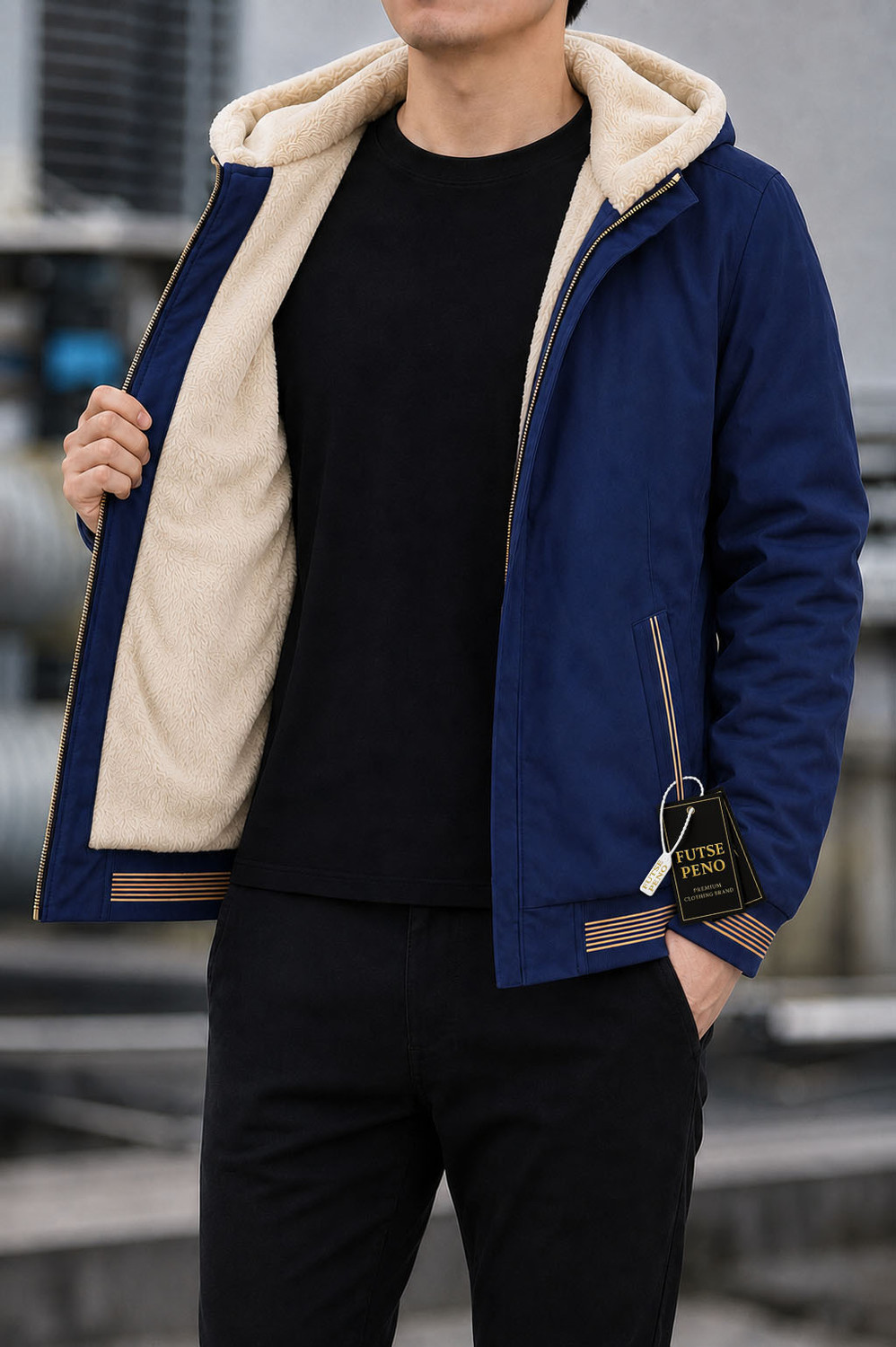 Image of FUTSE PENO Full Sleeve Striped Men & Women Jacket