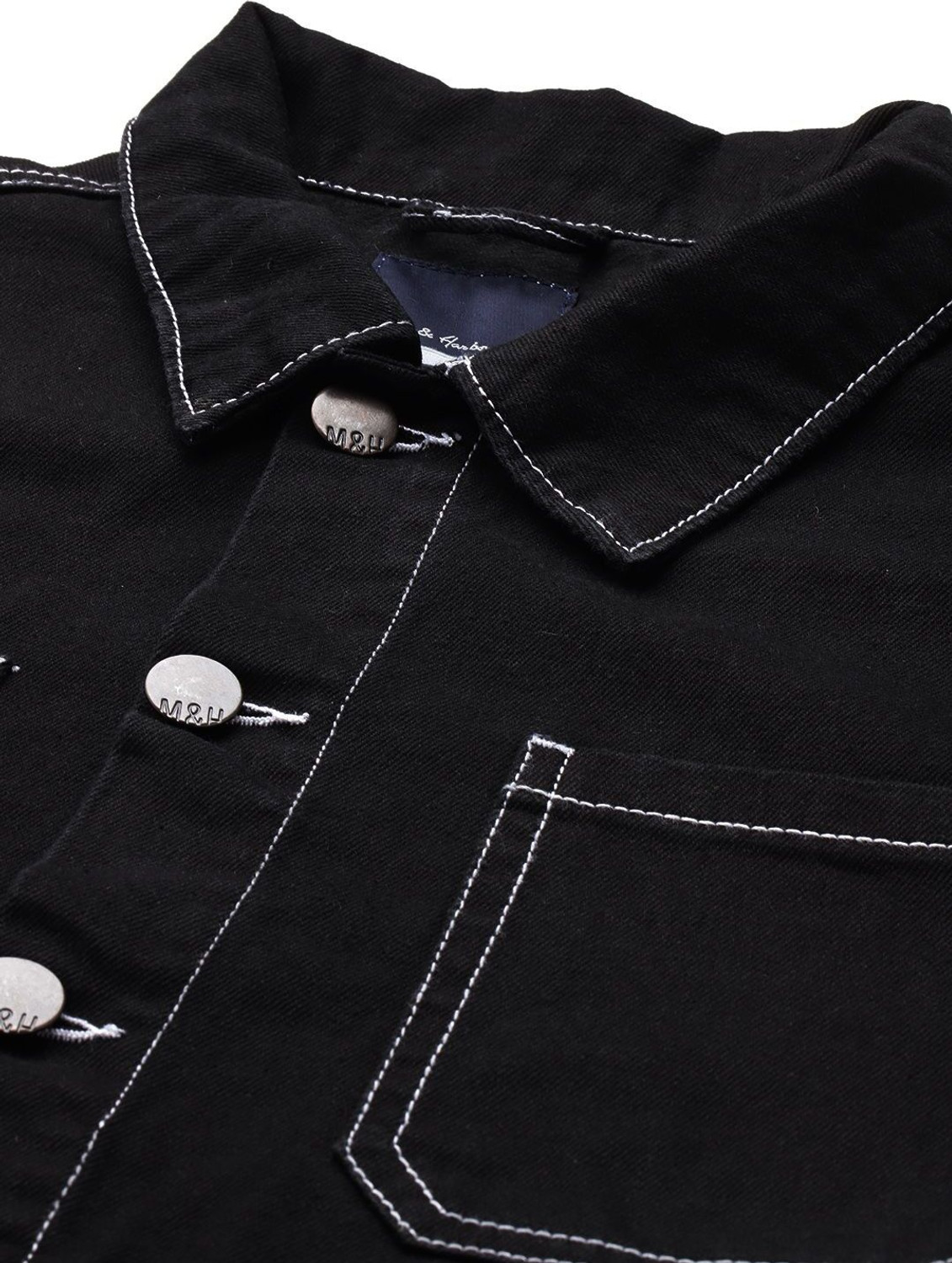 Image of Mast & Harbour Full Sleeve Solid Men Denim Jacket