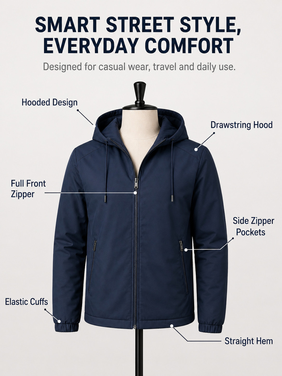 Image of Mia Fashion Full Sleeve Solid Men Jacket