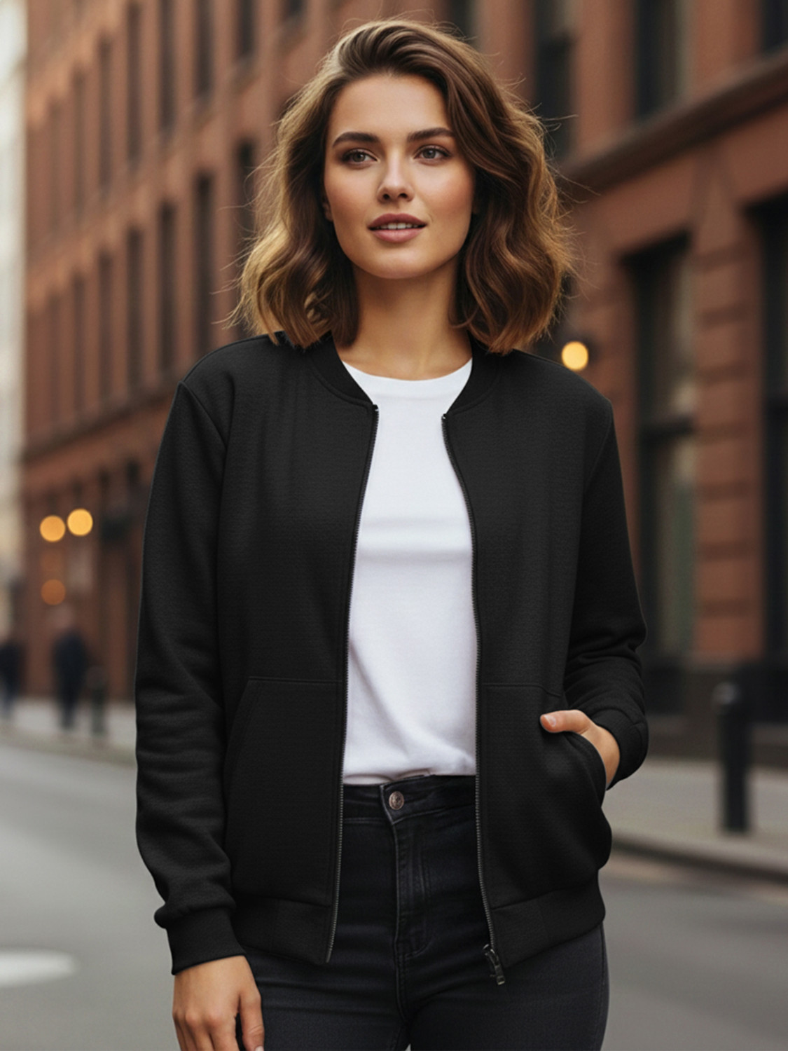 Image of JUST ROAR Women Solid Bomber Jacket