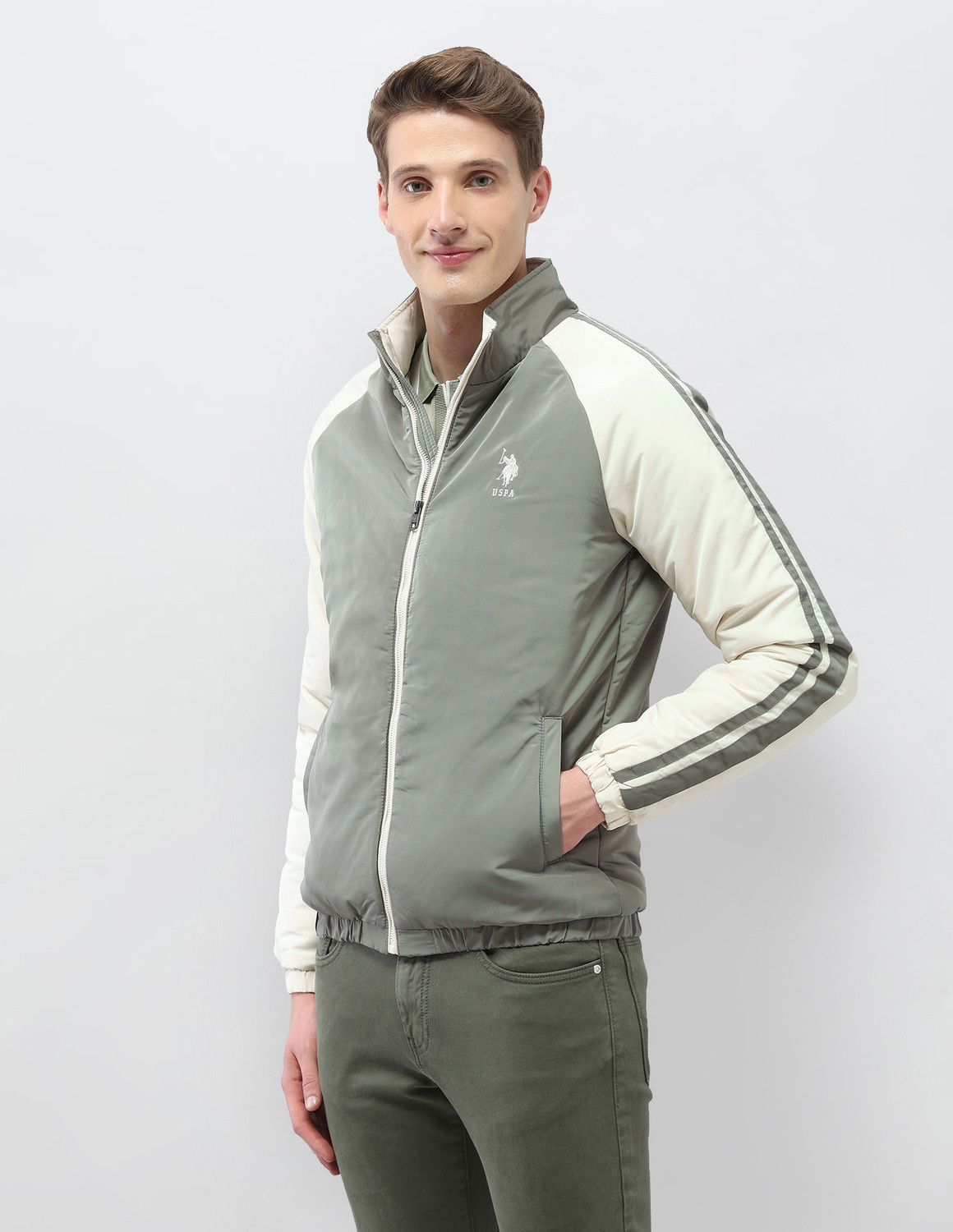 Image of U.S. Polo Assn. Denim Co. Men Colorblock Puffer Jacket