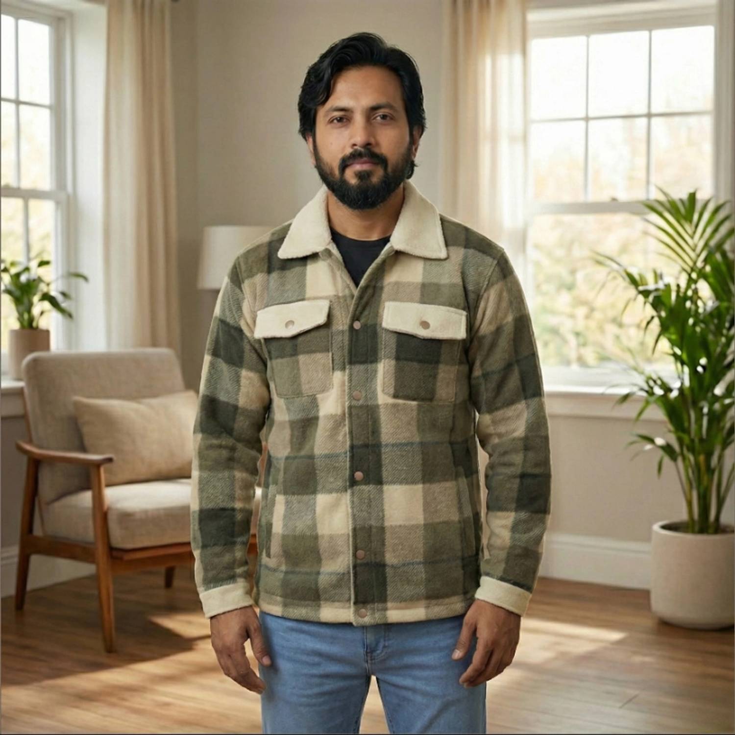 Glor Full Sleeve Checkered Men Jacket