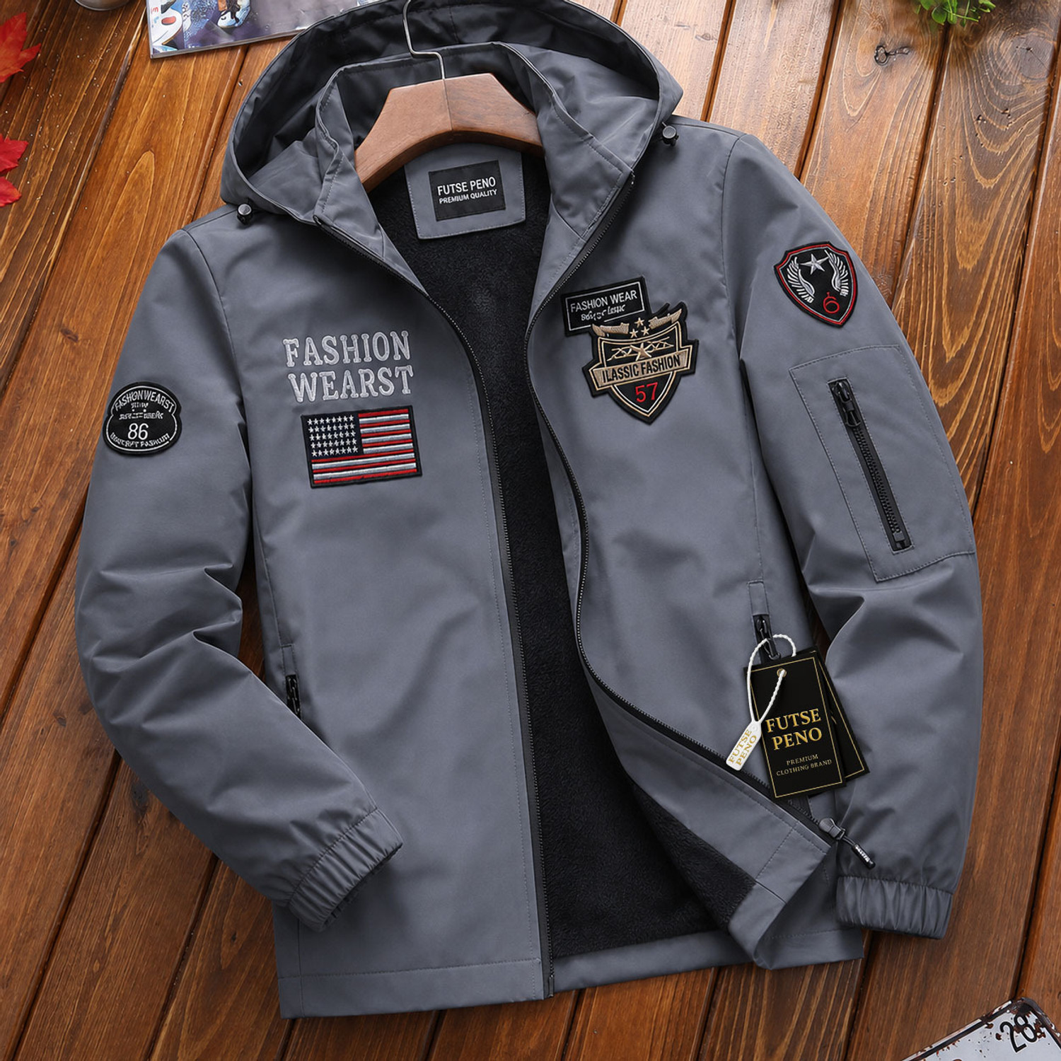 Image of FUTSE PENO Men Applique Casual Jacket